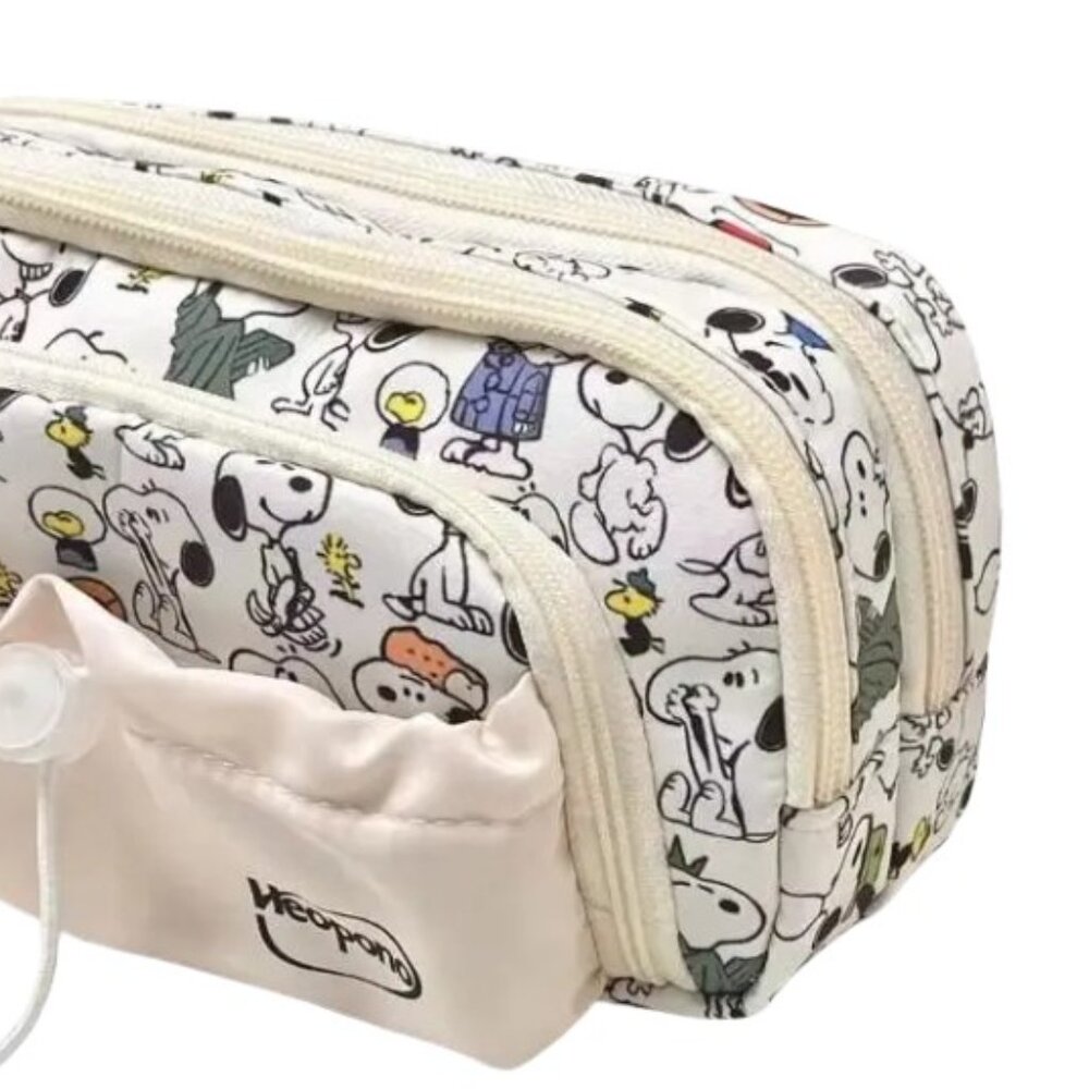 Snoopy Multi-Compartment Zipper Pencil Case Organizer Pouch - Picture 3 of 4
